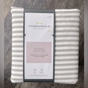 Threshold by Target Queen size flannel sheet set.  White with gray stripes.